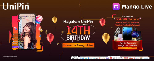 [UniPin 14Birthday] Top Up MANGO LIVE di UniPin – Bawa Pulang Hadiah Fantastis &  500,000 💎!
